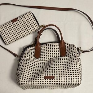 Fossil Black and White Polka Dot Satchel